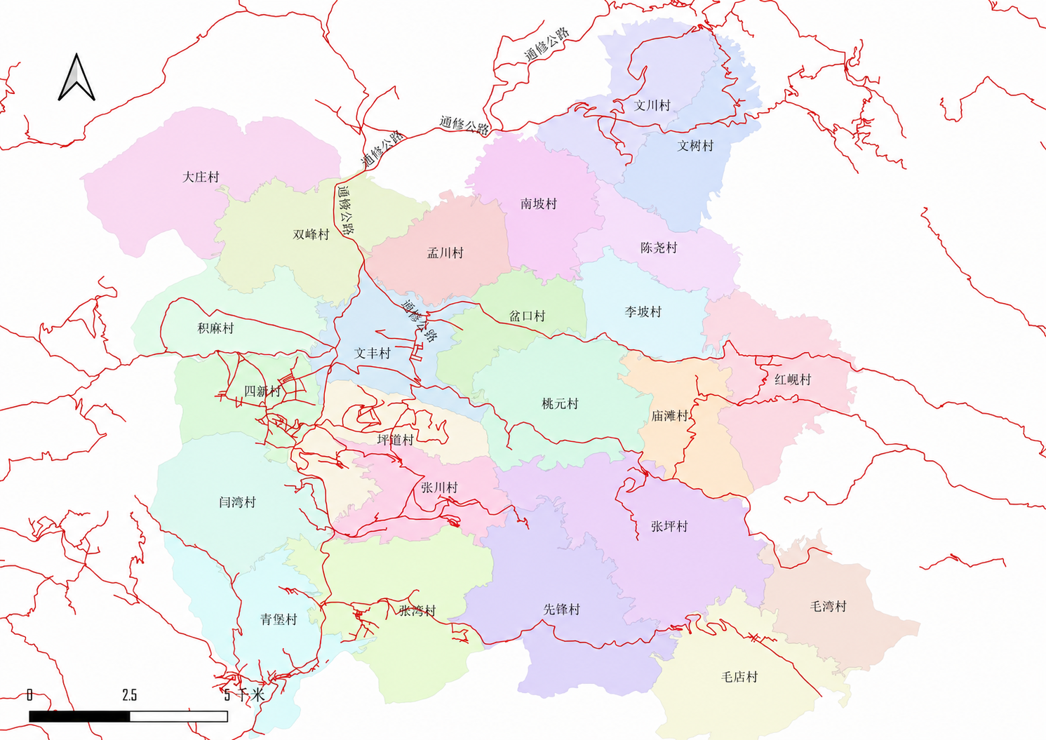 2026年榜罗镇行政村与道路网络图